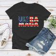 Ultra Maga Usa American Flag Women V-Neck T-Shirt