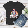 Unicorn 4Th Of July Merica Girl Rainbow Women V-Neck T-Shirt