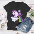 Unicorn Pooping A Rainbow Tshirt Women V-Neck T-Shirt