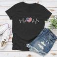United States Heartbeat American Flag American Pride Gift Women V-Neck T-Shirt