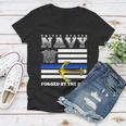 Us Navy Forge By The Sea Blue Line Flag Women V-Neck T-Shirt