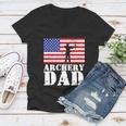 Usa American Distressed Flag Archery Dad Men Gift For Him Gift Women V-Neck T-Shirt