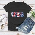 Usa Patriotic Logo Star Stripes Patterns Tshirt Women V-Neck T-Shirt