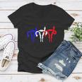 Uterus Shows Middle Finger Feminist Blue Red 4Th Of July Women V-Neck T-Shirt