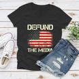 Vintage American Flag Defund The Media Women V-Neck T-Shirt