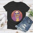 Vintage Day Of The Dead Dia De Los Muertos Cartoon Girl Tshirt Women V-Neck T-Shirt