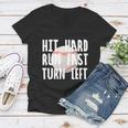 Vintage Hit Hard Run Fast Turn Left Baseball Funny Sport Gift Women V-Neck T-Shirt