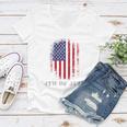 4Th Of July Usa Flag Vintage Distressed Independence Day Great Gift Women V-Neck T-Shirt