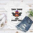 Thick Thights And Spooky Vibes Halloween Messy Bun Hair Women V-Neck T-Shirt