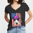 4Th Of July Running Gnome For Women Patriotic American Flag Gift Women V-Neck T-Shirt