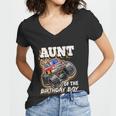 Aunt Of The Birthday Boy Monster Truck Birthday Gift Women V-Neck T-Shirt