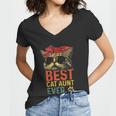 Best Cat Aunt Ever Vintage Cat Lover Cool Sunglasses Funny Women V-Neck T-Shirt