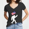 Bigfoot With American Flag Funny 4Th Of July Meaningful Gift Women V-Neck T-Shirt