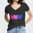 Bisexual Flag Hearts Love Lgbt Bi Pride Women V-Neck T-Shirt