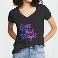 Cant Think Straight Funny Bisexual Bi Pride Flag Women V-Neck T-Shirt