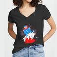 Cat Lovers American Flag 4Th Of July Funny Women V-Neck T-Shirt