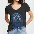 Colon Cancer Awareness Blue Ribbon And Rainbow New Awareness Women V-Neck T-Shirt