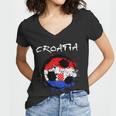 Croatia Soccer Ball Flag Women V-Neck T-Shirt