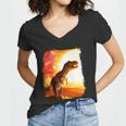 Desert Sun Galaxy Trex Dinosaur Women V-Neck T-Shirt