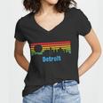 Detroit Retro Skyline Women V-Neck T-Shirt