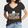 Drink Up Bitches Irish Clover Tshirt Women V-Neck T-Shirt