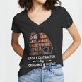 Easily Distracted By Dragon And Books Nerds Tshirt Women V-Neck T-Shirt
