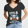 Eight 8Yr Bday Son Boy Funny Gamer 8Th 8 Years Old Birthday Women V-Neck T-Shirt