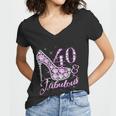 Fabulous & 40 Sparkly Shiny Heel 40Th Birthday Tshirt Women V-Neck T-Shirt