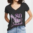 Fabulous & 80 Sparkly Shiny Heel 80Th Birthday Tshirt Women V-Neck T-Shirt