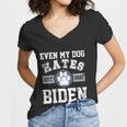 Funny Even My Dog Hates Biden Gift Biden Sucks Anti Biden Gift Women V-Neck T-Shirt