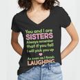 Funny Sisters Laughing Tshirt Women V-Neck T-Shirt