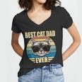 Funny Vintage Cat Daddy Tee Fathers Day Best Cat Dad Ever Women V-Neck T-Shirt