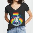 Gay Pride Astronaut Lgbt Moon Landing Women V-Neck T-Shirt