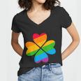 Gay Pride Flag Shamrock Lgbt St Patricks Day Parade Graphic Design Printed Casual Daily Basic Women V-Neck T-Shirt