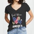 God Bless America Leopard Christian 4Th Of July Women V-Neck T-Shirt