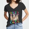 Happy Easter Three Cat Wearing Bunny Funny Gift Ear Bunny Cat Lover Gift Women V-Neck T-Shirt