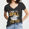 Here To Spill The Tea Usa Independence 4Th Of July Graphic Women V-Neck T-Shirt