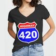 Highway 420 Sign Weed Tshirt Women V-Neck T-Shirt