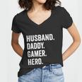 Husband Dad Father Gamer Funny Gaming Women V-Neck T-Shirt