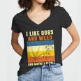I Like Dogs And Weed And Maybe 3 People Tshirt V2 Women V-Neck T-Shirt