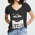 I Want To Leave Ufo Alien Women V-Neck T-Shirt