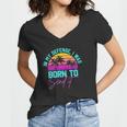 In My Defense I Was Born To Send It Vintage Retro Summer Women V-Neck T-Shirt