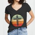 Jesus Retro Cross Christ God Faith Religious Funny Christian Women V-Neck T-Shirt