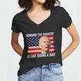 Joe Biden Falling Off His Bicycle Funny Biden Falls Off Bike V4 Women V-Neck T-Shirt