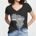 Juneteenth June 19 1865 Africa Word Cloud Art Women V-Neck T-Shirt