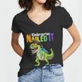 Kindergarten Nailed It Graduation Class Of 2022 Dinosaur Funny Gift Women V-Neck T-Shirt