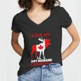 Lgbn I Love Husband Canadian Maple Leaf Animal Canada Day Women V-Neck T-Shirt