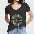 Lgbt Rainbow Sunflower Love Is Love Pride Month Women V-Neck T-Shirt