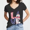 Love American Gnome 4Th Of July Independence Day Flag Graphic Plus Size Shirt Women V-Neck T-Shirt