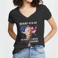 Merry 4Th Of July Biden Bike Bicycle Falls Off Anti Biden V7 Women V-Neck T-Shirt